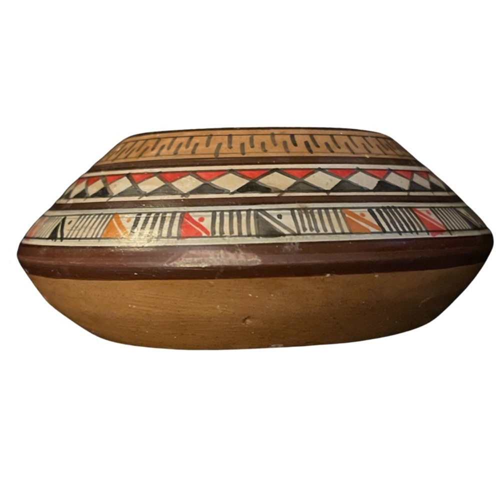 Vintage CUSCO PERU Hand Painted Pottery Bowl Terracotta Clay Bowl